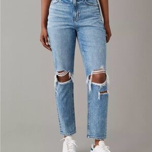 American Eagle Outfitters Light Blue Ripped Straight Leg Jeans